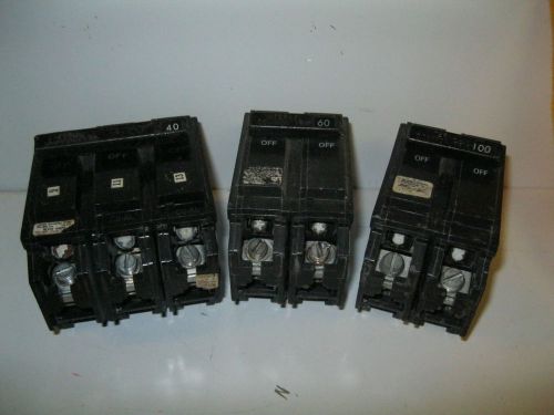 Lot of 3 GE General Electric Breakers THQL 2 pole 60 A 100 amp 3 pole 40 A (K4)