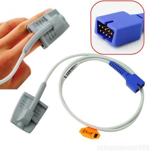 SpO2 Sensor Soft-tip F Nellcor Oximeter DS100A Adult Finger Clip 9 Pin Cable HOT