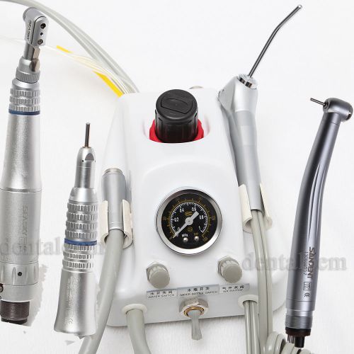 Dental portable turbine unit 4h syringe fit compressor+low high speed handpiece for sale