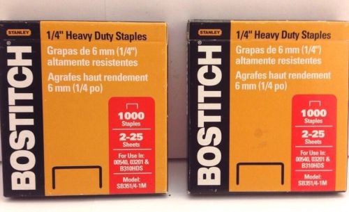 Bostitch 1/4&#034; Heavy Duty Staples 1000 Staples 2 Packs 2-25 Sheets SB351/4-1M