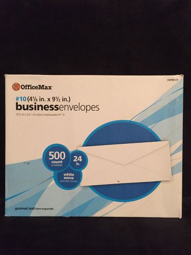 Office Max #10 Envelopes, Gummed Seal, Exec, Business, CO125 4-1/8 x 9-1/2 Inch