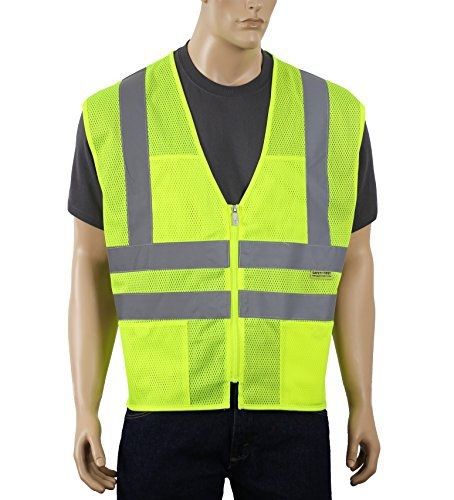 Safety Depot Ansi Class 2 Safety Vest with Pockets and Zipper Closure Mesh High