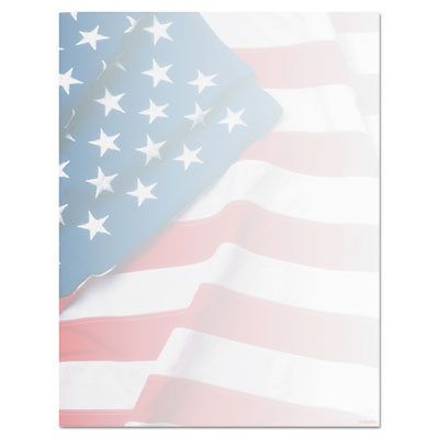 Design Paper, 24 lbs., Flag, 8 1/2 x 11, Blue/Red/White, 100/Pack, 1 Package