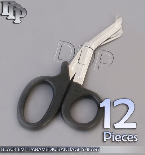 12 Pcs Paramedic Utility Bandage Shear Scissor 7.25&#034; Black Surgical Instrument