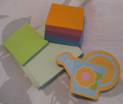 Lot STICKY NOTES ASSORTED COLORS + WATERING CAN SPRING 4 Varieties 100s of pages