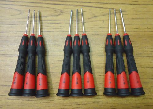 Lot of 9 Small Size Slotted, Phillips &amp; TORX Screwdrivers