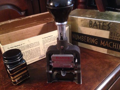 Vintage Bates Six Wheels Eight Movement Numbering Machine In Box W/Ink