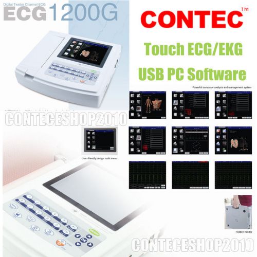 Touch ecg 12 channel 12 lead real time analysis electrocardiograph usb pc sw for sale