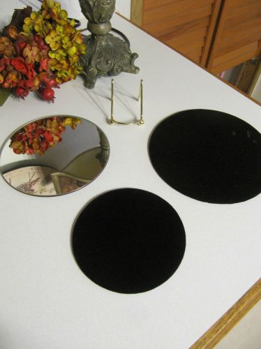 Lot of 4 Jewerly Displays(1) Small Round Mirrow &amp; (2)Black Round Velvet Displays