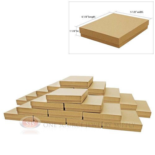 Large 25 Brown Kraft Cotton Filled Jewelry Gift Boxes 6 1/8&#034; x 5 1/8&#034; x 1 1/8&#034;H