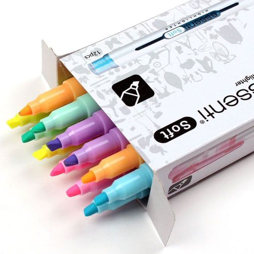 Monami Essenti Liner Soft Pastel Color Highlighter Pen Marker 6 Color Pack of...