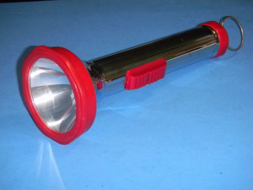 Beautiful vintage eveready flashlight chrome w/ red plastic trim nos no box for sale