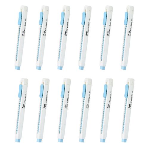 Pentel ZE80 CLIC Rectractable Eraser Pen (12pcs) - White Barrel / Blue Eraser
