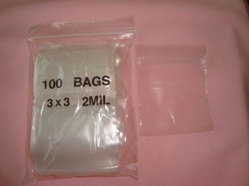 100 3 x 3  Ziplock Clear Plastic Bags Baggies 3x3
