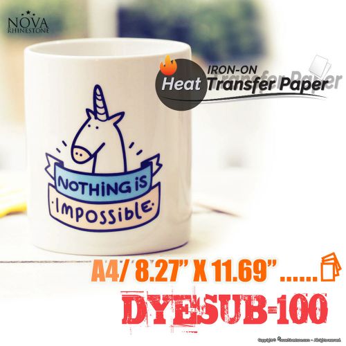 Heat Transfer Paper DYESUB-100 A4 (8.27&#034; x 11.69&#034;) Pack of 100 Sheets