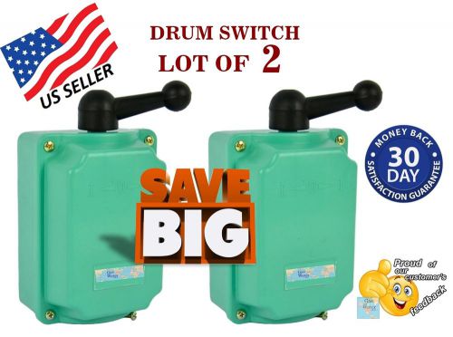 Lot of 2 drum switch 60a forward-off-reverse motor control 7.5kw - gw brand - for sale