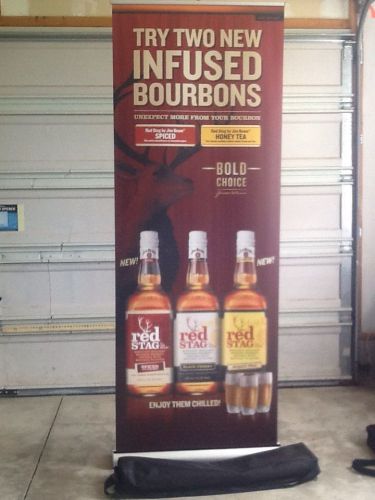 Jim Beam Infused Bourbons Retractable Roll Up Banner Stand, Display 33 x 79,