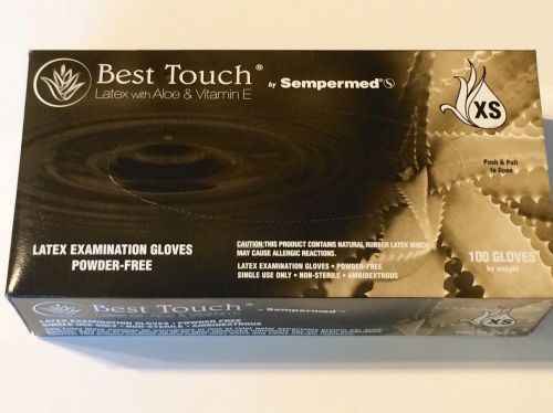 Latex w/ Aloe Gloves Box 100 Powder Free Disposable Size XS Best Touch Sempermed