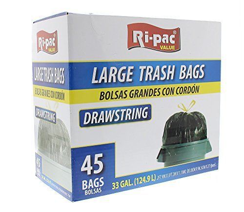 Ri Pac Large Black Trash Bags- Black - 33 Gallon - 45 Count - Kitchen