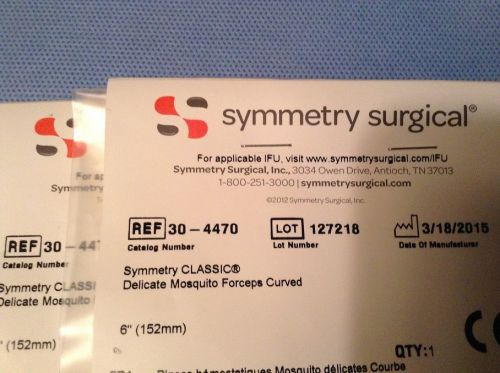 SYMMETRY SURGICAL DELICATE MOSQUITO FORCEPS CURVED REF 30-4470 QTY 2 NEW IN PKG