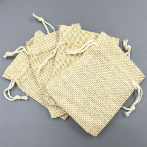 10x Linen Drawstring Jewellery Gift Packaging Pouches Candy Bags Burlap 7*9cm