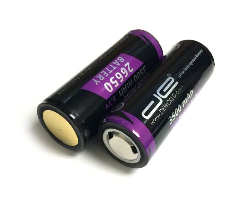 Pack of Two DE 26650 Rechargeable Batteries in Retail Packaging - 3500mAh, 3.7V