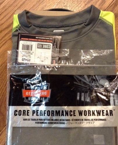 Ergodyne Core Work Wear All Season Mid Layer SS T-Shirt Gray/Lime X-Large 6420