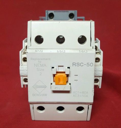 Benshaw nema 2 contactor (1) 70 amp 600 v 3 pole w/ 120v coil model: rsc-50    n for sale