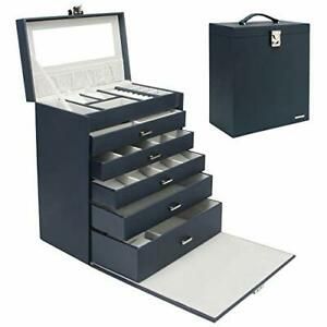 Homde 6 Layers Jewelry Organizer Fully Locking Large Jewelry Box with Necklac...