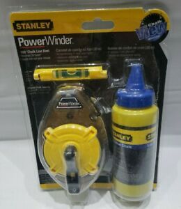 Stanley 47-464 PowerWinder Chalk Box 3 Piece Set Blue Chalk 100&#039; Chalk Line