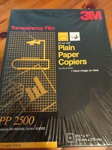 3M PP2500 Transparency Film for Paper Copiers~100 Sheets 8.5&#034;x11&#034;~Fast Shipping