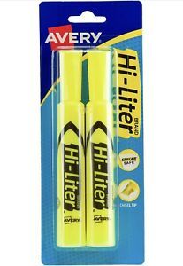 2 Pack Hi-Liter Highlighter, Desk-Style, Chisel Tip, Yellow 24081, 2 Ct