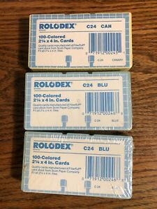 Lot of 3 Rolodex 100 Blue And Yellow 2 1/4 x 4 in. Cards C24 WHT NEW
