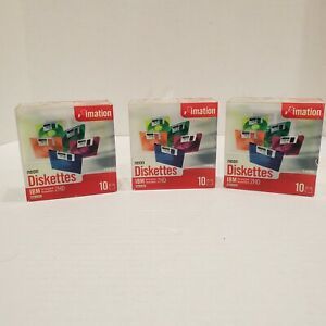 Imation Neon Diskettes 10 Pack Lot of 3
