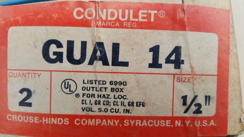 Crouse Hinds  1/2 &#034; explosion proof GUAL 14 2 hole box