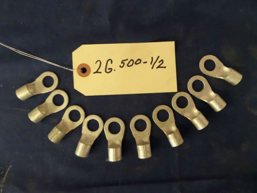 10) 2 gauge battery / welding / electrical cable tinned copper lugs .500 1/2&#034; for sale