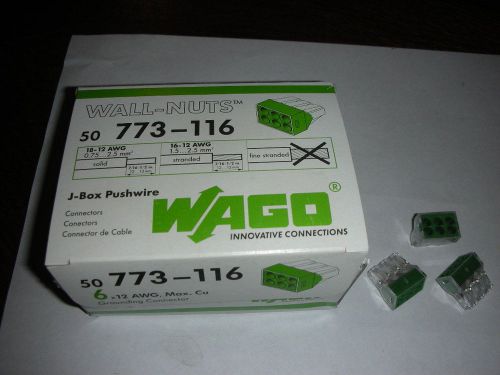 (50) Wago 773-116 Wall-Nuts Push-Wire Marrette Push In Green Grounding Connector