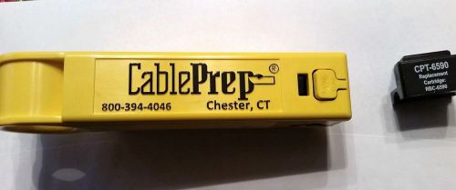 CablePrep CPT-6590 Drop Cable Strip Tool 6 &amp;59 Cable w/ Spare Cartridge-yellow