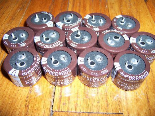 lot of 13 Nippon radial electrolytic capacitors 330uf 330 uf 200V 105*C
