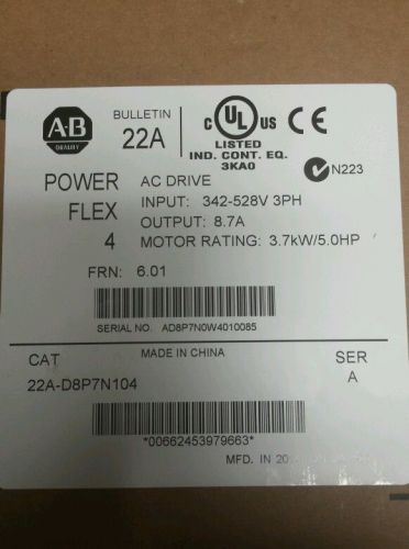 Allen-bradley powerflex 4 vfd 5hp! new in sealed box!! for sale