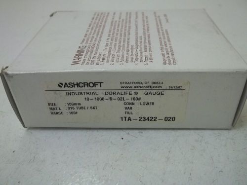 ASCHROFT 10-1008-S-02L-160# PRESSURE GAUGE 0-160 *NEW IN A BOX*