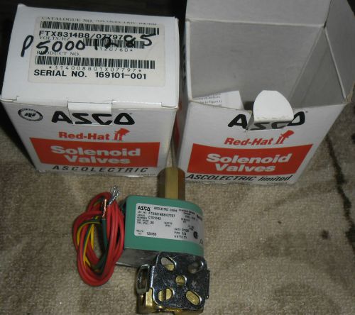 Lot of 2 asco solenoid valve model ftx8314b8/07797 120v coil 1/4&#034; npt ports for sale