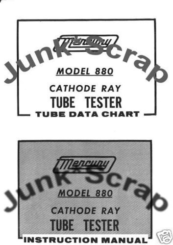 Mercury Model 880 Cathode Ray Tube manual &amp; Data CHART