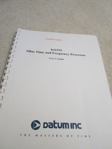 MANUAL DATUM BC635S SBUS TIME FREQUENCY STANDARD PROCESSOR 1995
