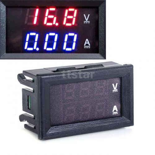 Hot red blue led dc 0-100v 10a dual display meter digital voltmeter ammeter for sale
