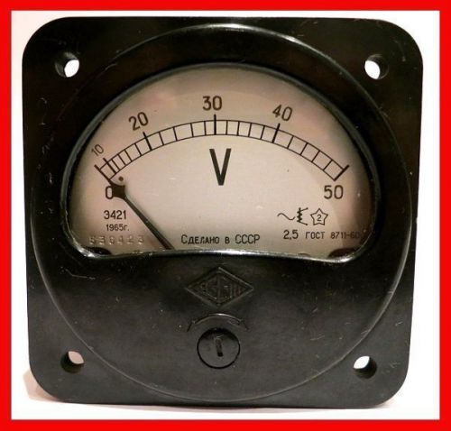 VTG Old Russian AC 50 Volt Voltmeter Bakelite Shell USSR 1965