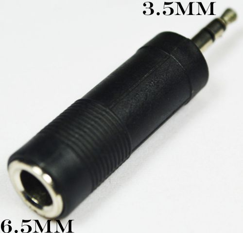 3.5mm 1/8&#034; male plug to 6.5mm 1/4&#034; female jack stereo audio adapter plug black for sale