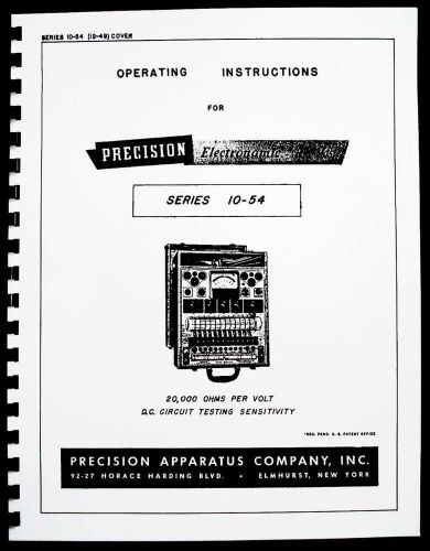 Precision Tube Tester 10-54 Operating Instructions