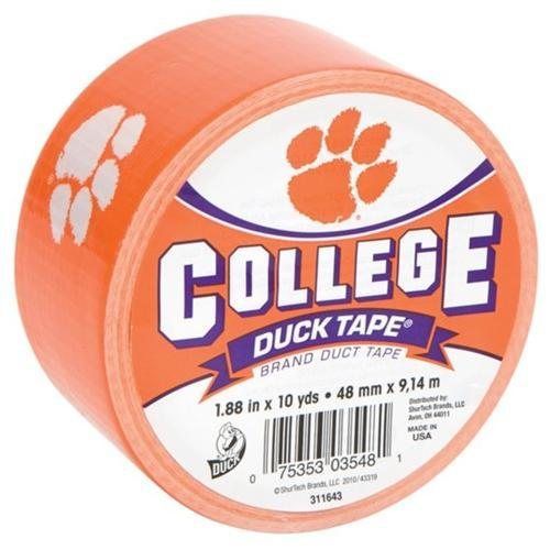 College Logo Duck Tape 1.88&#034; Wide 10 Yard Roll-Clemson
