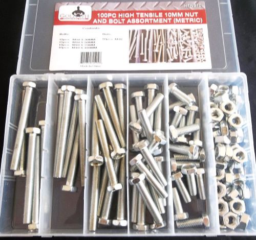 100pc GOLIATH INDUSTRIAL 10MM HIGH TENSILE NUT AND BOLT ASSORTMENT METRIC HTNB10